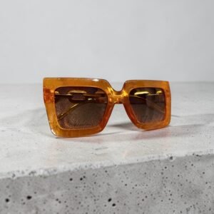 Γυαλιά ηλίου σε πορτοκαλί χρώμα με χρυσό σκελετό