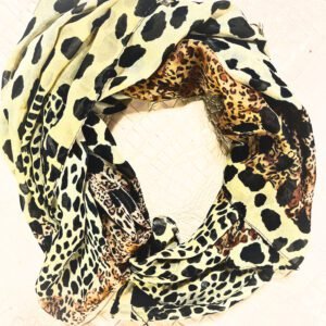 Φουλάρι σε διχρωμία καφέ με μαύρο animal prin