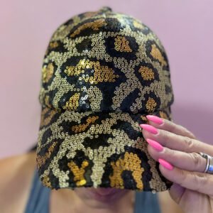 Καπέλο jockey χρυσό με καφέ animal print