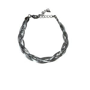 Βραχιόλι σε ασημί χρώμα με σχέδιο πλεξούδα