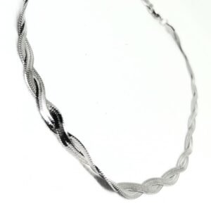 Κολιέ αλυσίδα πλεξούδα σε ασημί χρώμα