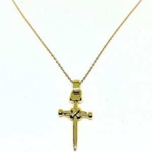 Κολιέ σταυρός δεμένα καρφιά σε χρυσό χρώμα