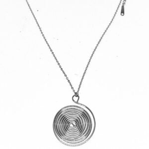 Κολιέ δίσκος σπιράλ σε ασημί χρώμα