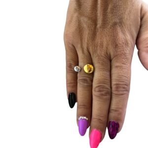 Ατσάλινο δαχτυλίδι σε διχρωμία χρυσό και ασημί με μπίλιες