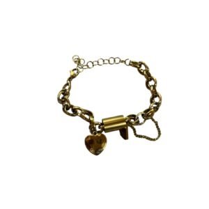 Ατσάλινο βραχιόλι σε χρυσό χρώμα με σχέδιο καρδιά