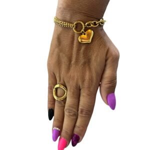 Ατσάλινο δαχτυλίδι σε χρυσό χρώμα με σχέδιο κύκλο