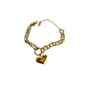 Ατσάλινο βραχιόλι σε χρυσό χρώμα με σχέδιο καρδιά