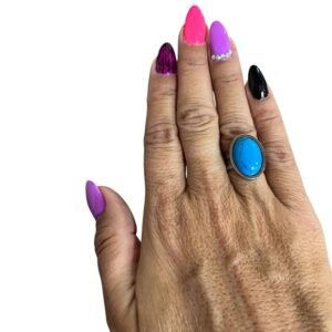 Ατσάλινο δαχτυλίδι σε ασημί χρώμα με τιρκουάζ πέτρα