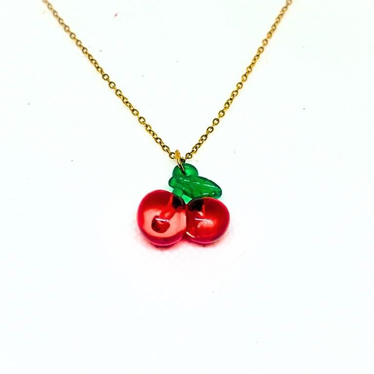 Κολιέ κεράσι σε χρυσό χρώμα