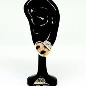 Ατσάλινα σκουλαρίκια σε σχήμα καρδιάς animal print