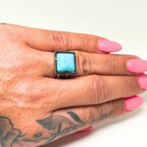 Ατσάλινο δαχτυλίδι με τιρκουάζ πέτρα