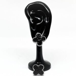 Ατσάλινα σκουλαρίκια σε σχήμα λουλούδι και χρώμα μαύρο