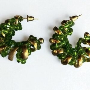 Ατσάλινα σκουλαρίκια κρίκοι σε πράσινο χρώμα