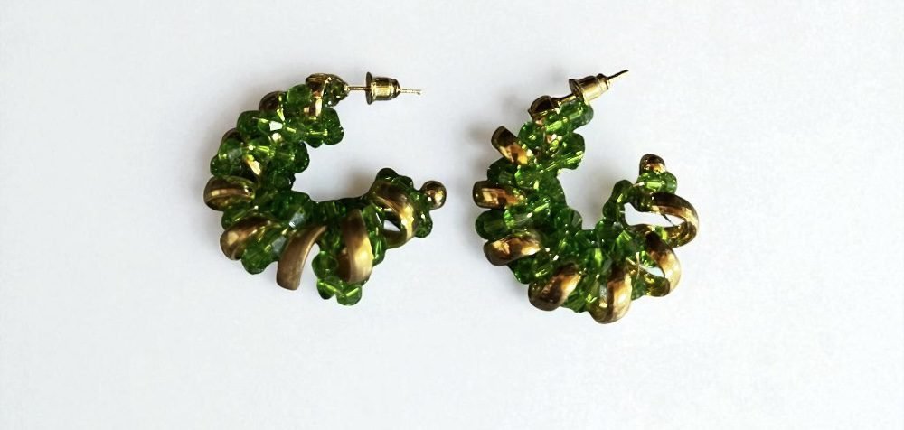 Ατσάλινα σκουλαρίκια κρίκοι σε πράσινο χρώμα