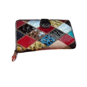 Πορτοφόλι δερμάτινο με σχέδιο ρόμβων σε διάφορα χρώματα