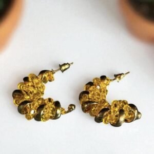 Ατσάλινα σκουλαρίκια κρίκοι σε κίτρινο χρώμα