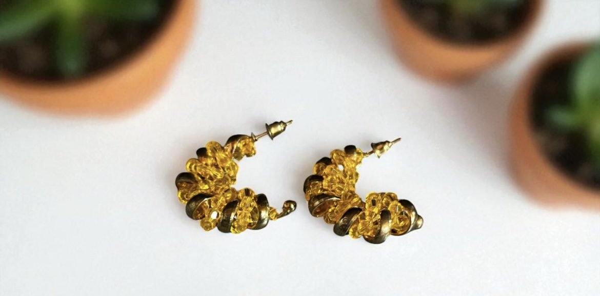 Ατσάλινα σκουλαρίκια κρίκοι σε κίτρινο χρώμα