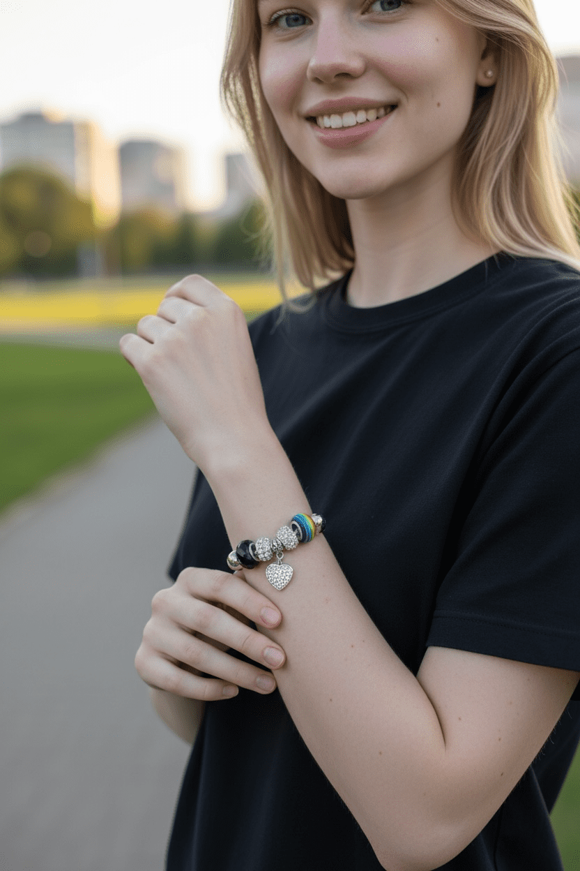 Ατσάλινο βραχιόλι καρδιά σε ασημί χρώμα - Image 2