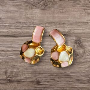 Ατσάλινα σκουλαρίκια με σχέδιο πέτρα