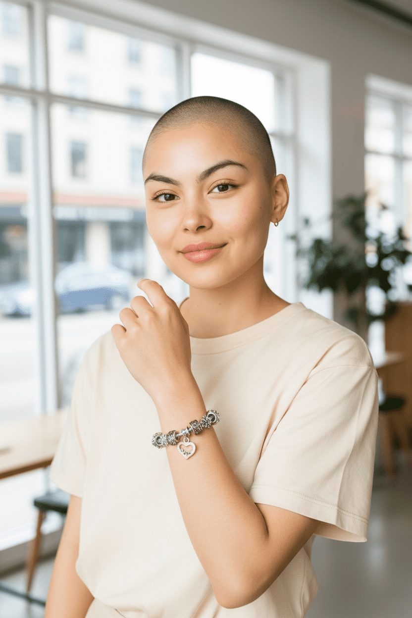 Ατσάλινο βραχιόλι σε ασημί χρώμα με κρεμαστά καρδιές - Image 2