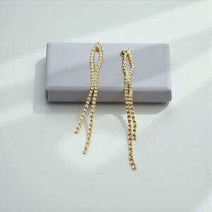 Ατσάλινα σκουλαρίκια κρεμαστά σε χρύσο χρώμα