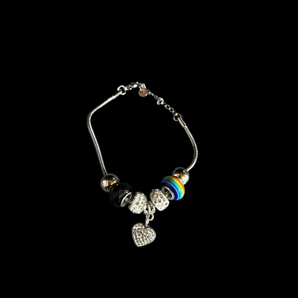 Ατσάλινο βραχιόλι καρδιά σε ασημί χρώμα