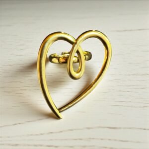 Ατσάλινο δαχτυλίδι καρδιά σε χρυσό χρώμα και ασημί χρώμα