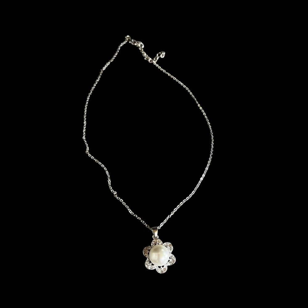 Ατσάλινο κολιέ με σχέδιο μαργαριτάρι