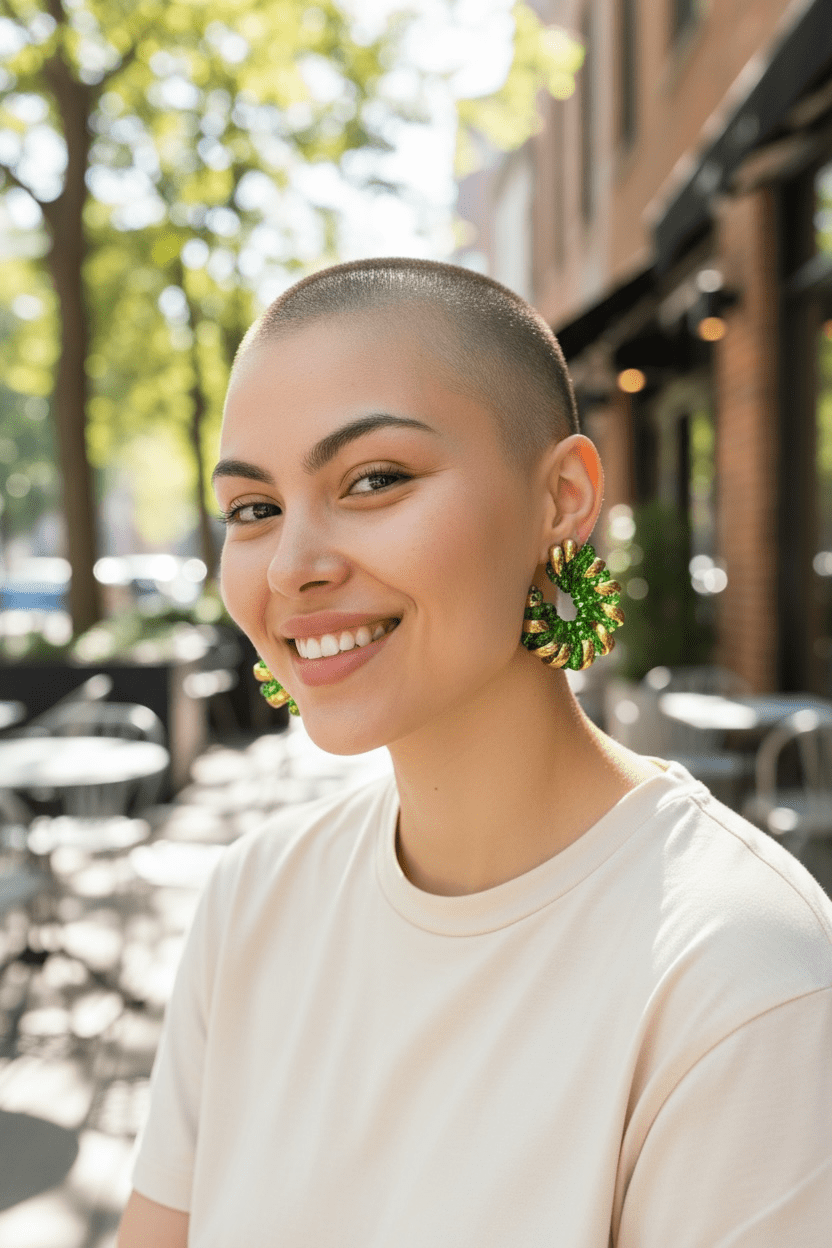 Ατσάλινα σκουλαρίκια κρίκοι σε πράσινο χρώμα - Image 2