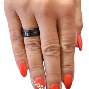 Ατσάλινο δαχτυλίδι με δυο λωρίδες σε μαύρο χρώμα