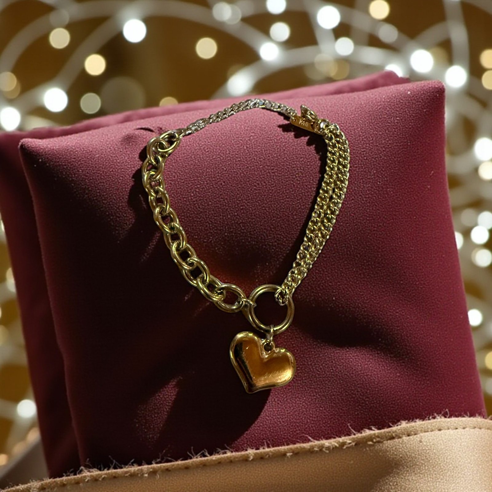 Ατσάλινο βραχιόλι με χρυσή καρδιά και χρυσή αλυσίδα