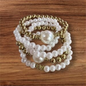 Βραχιόλι με πέρλες σε διχρωμία χρυσό και άσπρο