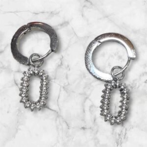 Ατσάλινα σκουλαρίκια Κρίκοι σε Ασημένιο χρώμα Λαμπερό Κρεμαστό Οβάλ Στοιχείο