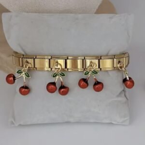 Ατσάλινο βραχιόλι κερασάκια σε χρυσό χρώμα