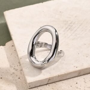 Ατσάλινο δαχτυλίδι με κυκλικό σχήμα σε ασημί χρώμα και χρυσό χρώμα