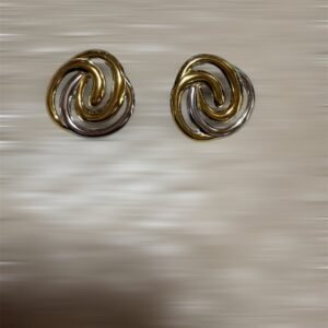 Ατσάλινα Σκουλαρίκια Κρίκοι Περίτεχνης Πλέξης Δίχρωμα Χρυσό & Ασημί