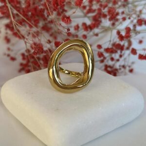 Ατσάλινο δαχτυλίδι κύκλος σε χρυσό χρώμα