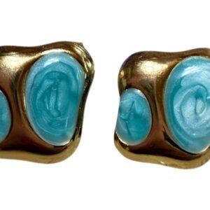 Ατσάλινα σκουλαρίκια με μοντέρνο σχεδιασμό σε χρυσό και βεραμάν χρώμα