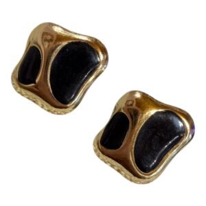 Ατσάλινα σκουλαρίκια με μοντέρνο σχεδιασμό σε μαύρο χρώμα