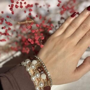 Βραχιόλι πέρλα σε χρυσό και καφέ χρώμα