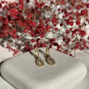 Ατσάλινα σκουλαρίκια Κρίκοι σε Χρυσό χρώμα Λαμπερό Κρεμαστό Οβάλ Στοιχείο