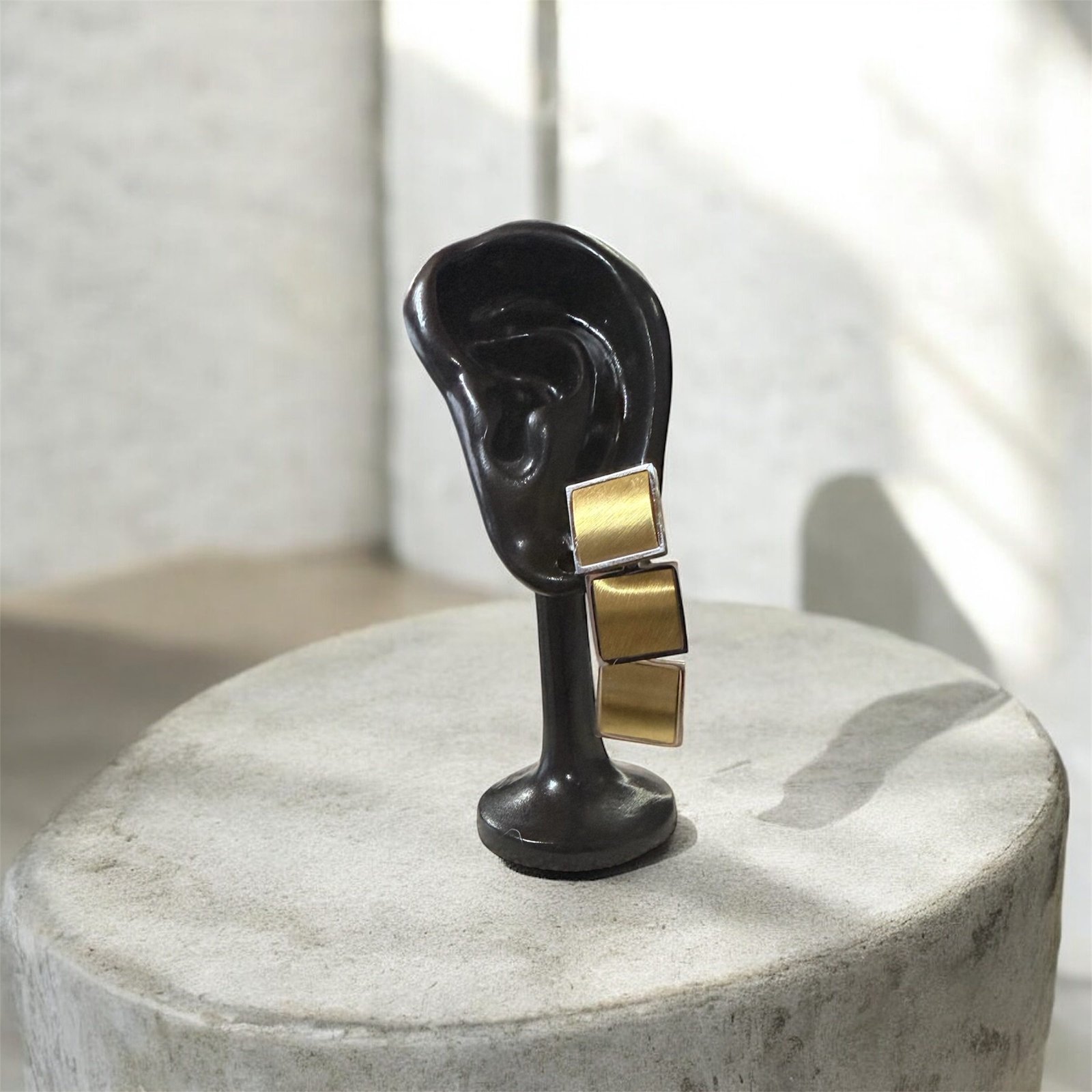 Ατσάλινα σκουλαρίκια κρεμαστά σε χρυσό χρώμα - Image 2