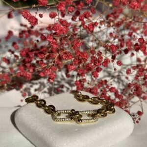 Ατσάλινο Βραχιόλι με κρίκους σε χρυσό χρώμα