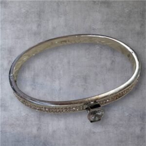 Ατσάλινο Βραχιόλι Χειροπέδα με διαμάντι σε Ασημί χρώμα