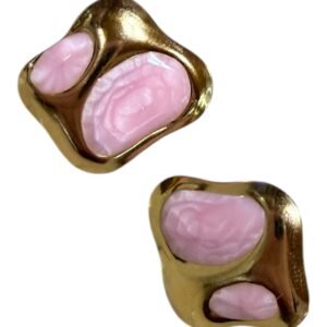 Ατσάλινα σκουλαρίκια με μοντέρνο σχεδιασμό σε χρυσό και ροζ χρώμα