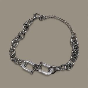 Ατσάλινο Βραχιόλι με κρίκους σε Ασημί χρώμα
