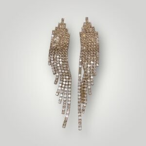 Ατσάλινα σκουλαρίκια κρεμαστά με στρας σε χρυσό χρώμα