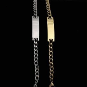 Ατσάλινο βραχιόλι ταυτοτητα σε χρυσό χρώμα και ασήμι χρώμα