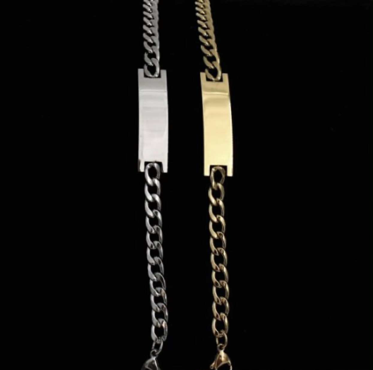 Ατσάλινο βραχιόλι ταυτοτητα σε χρυσό χρώμα και ασήμι χρώμα