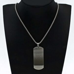 Ατσάλινο Ανδρικό Κολιέ με Μεταλλική Ταυτότητα (Dog Tag)